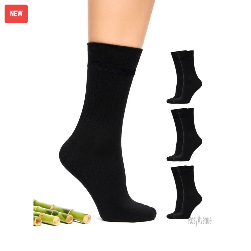 Women's Rayon Crew Dress Socks, Soft Breathable Thin Calf Socks
